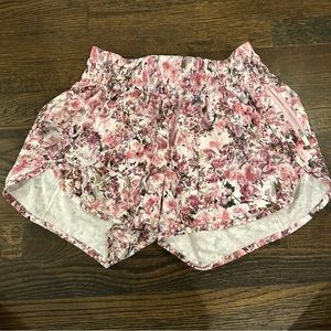 lululemon pink floral tracker short